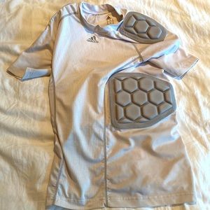 Adidas padded youth medium football shirt. White/gray.